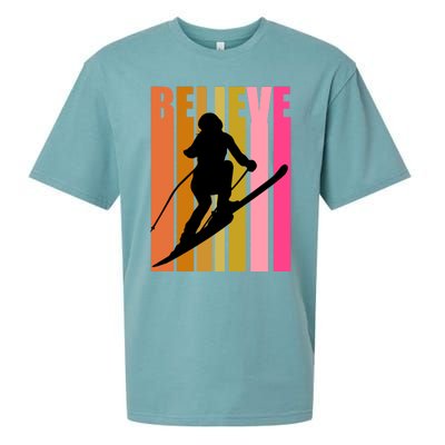 Cool Downhill Ski Skiing Skier Retro Sporting Sports Gift Sueded Cloud Jersey T-Shirt