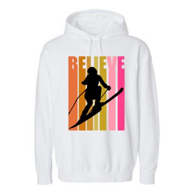 Cool Downhill Ski Skiing Skier Retro Sporting Sports Gift Garment-Dyed Fleece Hoodie