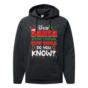 Christmas Dear Santa Before I Explain How Much Do You Know Performance Fleece Hoodie