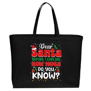 Christmas Dear Santa Before I Explain How Much Do You Know Cotton Canvas Jumbo Tote