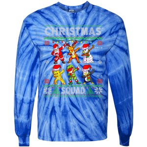 Christmas Dab Santa Friends Matching Family Christmas Squad Cool Gift Tie-Dye Long Sleeve Shirt