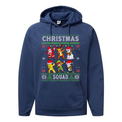 Christmas Dab Santa Friends Matching Family Christmas Squad Cool Gift Performance Fleece Hoodie