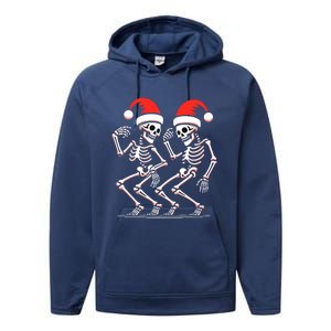 Christmas Dancing Skeletons Funny Xmas Couples Matching Cool Gift Performance Fleece Hoodie