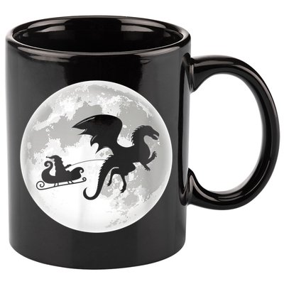 Christmas Dragon Santa Claus Moon Xmas Pajama Party 11oz C Handle Ceramic Mug
