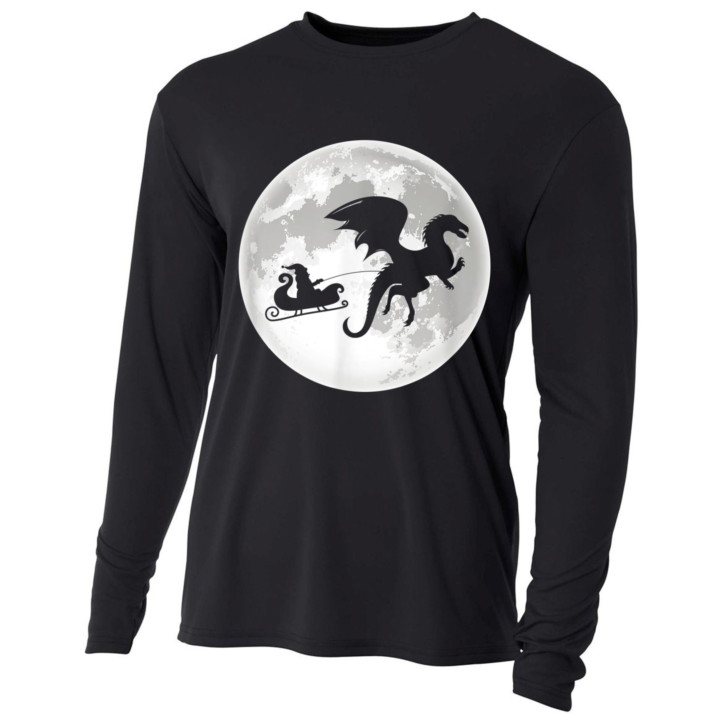 Christmas Dragon Santa Claus Moon Xmas Pajama Party Cooling Performance Long Sleeve Crew