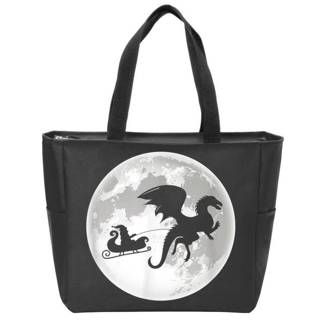Christmas Dragon Santa Claus Moon Xmas Pajama Party Zip Tote Bag
