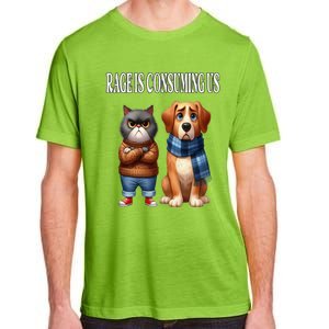 Cat & Dog Silly Staring Rage Is Consuming Us Adult ChromaSoft Performance T-Shirt