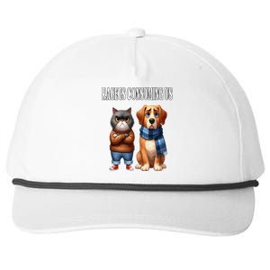 Cat & Dog Silly Staring Rage Is Consuming Us Snapback Five-Panel Rope Hat