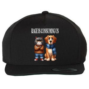 Cat & Dog Silly Staring Rage Is Consuming Us Wool Snapback Cap