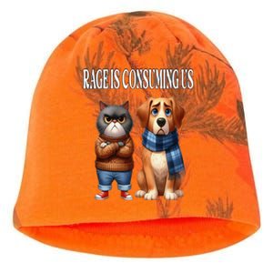 Cat & Dog Silly Staring Rage Is Consuming Us Kati - Camo Knit Beanie