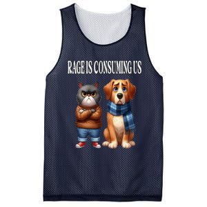 Cat & Dog Silly Staring Rage Is Consuming Us Mesh Reversible Basketball Jersey Tank