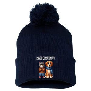 Cat & Dog Silly Staring Rage Is Consuming Us Pom Pom 12in Knit Beanie