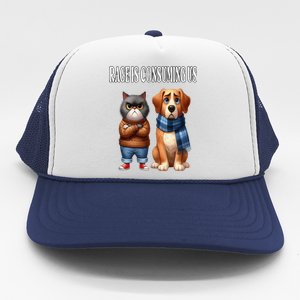 Cat & Dog Silly Staring Rage Is Consuming Us Trucker Hat