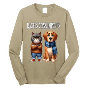 Cat & Dog Silly Staring Rage Is Consuming Us Long Sleeve Shirt