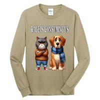 Cat & Dog Silly Staring Rage Is Consuming Us Tall Long Sleeve T-Shirt