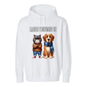 Cat & Dog Silly Staring Rage Is Consuming Us Garment-Dyed Fleece Hoodie