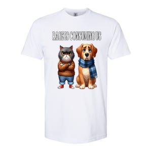 Cat & Dog Silly Staring Rage Is Consuming Us Softstyle CVC T-Shirt