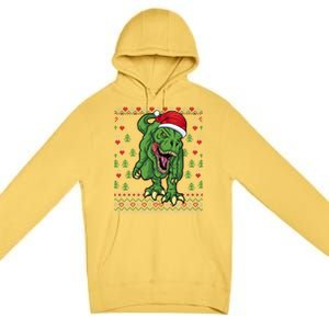 Christmas Dinosaur Scary Trex Ugly Xmas Sweater Gift Premium Pullover Hoodie