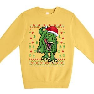 Christmas Dinosaur Scary Trex Ugly Xmas Sweater Gift Premium Crewneck Sweatshirt