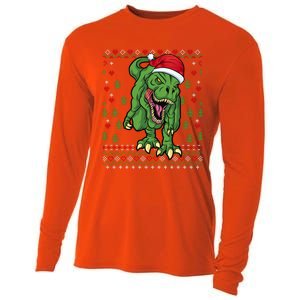 Christmas Dinosaur Scary Trex Ugly Xmas Sweater Gift Cooling Performance Long Sleeve Crew