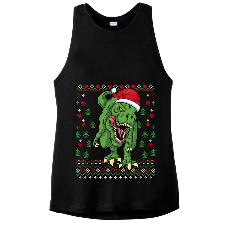 Christmas Dinosaur Scary Trex Ugly Xmas Sweater Gift Ladies PosiCharge Tri-Blend Wicking Tank