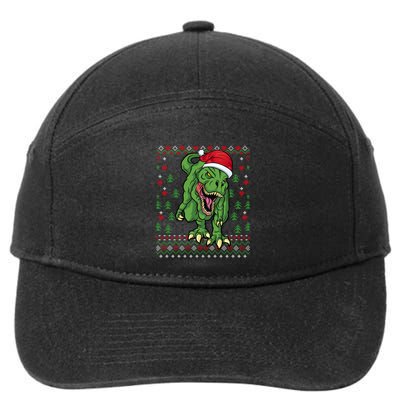 Christmas Dinosaur Scary Trex Ugly Xmas Sweater Gift 7-Panel Snapback Hat
