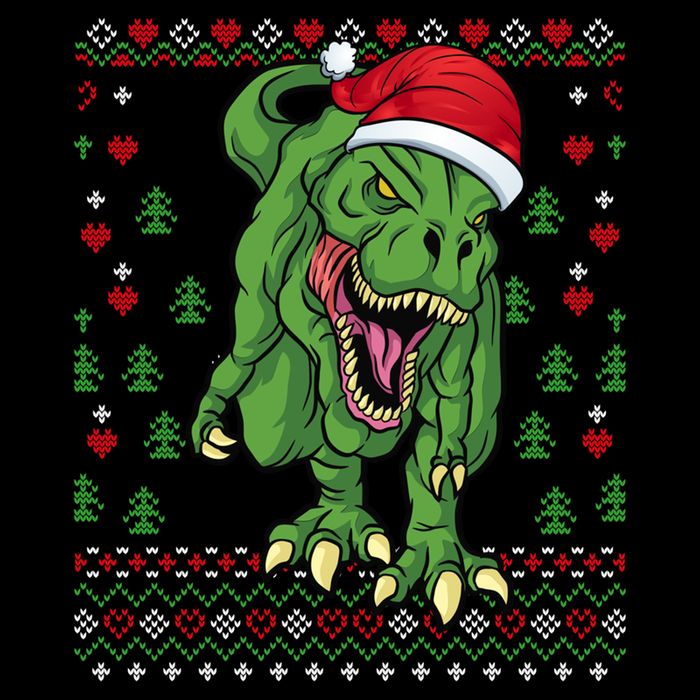 Christmas Dinosaur Scary Trex Ugly Xmas Sweater Gift 7-Panel Snapback Hat