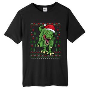 Christmas Dinosaur Scary Trex Ugly Xmas Sweater Gift Tall Fusion ChromaSoft Performance T-Shirt