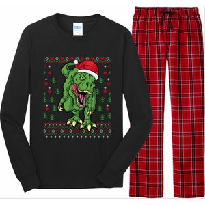 Christmas Dinosaur Scary Trex Ugly Xmas Sweater Gift Long Sleeve Pajama Set