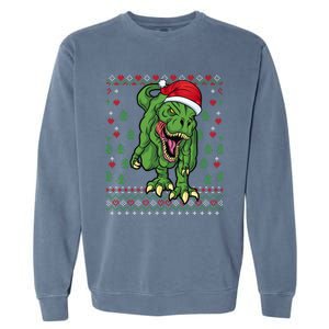 Christmas Dinosaur Scary Trex Ugly Xmas Sweater Gift Garment-Dyed Sweatshirt