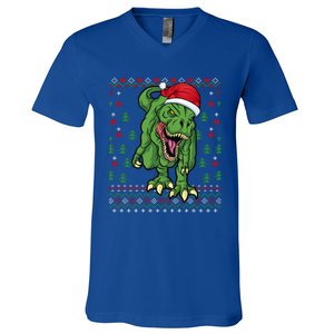 Christmas Dinosaur Scary Trex Ugly Xmas Sweater Gift V-Neck T-Shirt