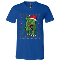 Christmas Dinosaur Scary Trex Ugly Xmas Sweater Gift V-Neck T-Shirt