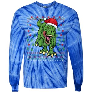 Christmas Dinosaur Scary Trex Ugly Xmas Sweater Gift Tie-Dye Long Sleeve Shirt