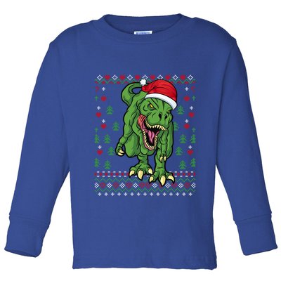 Christmas Dinosaur Scary Trex Ugly Xmas Sweater Gift Toddler Long Sleeve Shirt