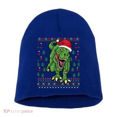 Christmas Dinosaur Scary Trex Ugly Xmas Sweater Gift Short Acrylic Beanie