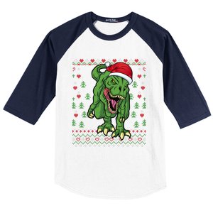 Christmas Dinosaur Scary Trex Ugly Xmas Sweater Gift Baseball Sleeve Shirt