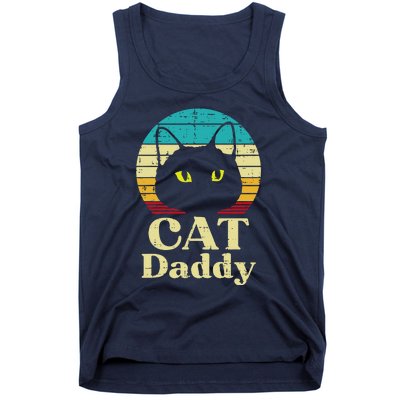 Cat Daddy Sunset Retro Fathers Day Pet Owner Dad Papa Tank Top