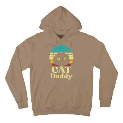 Cat Daddy Sunset Retro Fathers Day Pet Owner Dad Papa Hoodie