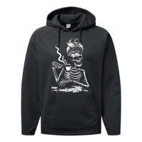 Coffee Drinking Skeleton Lazy DIY Halloween Costume Performance Fleece Hoodie