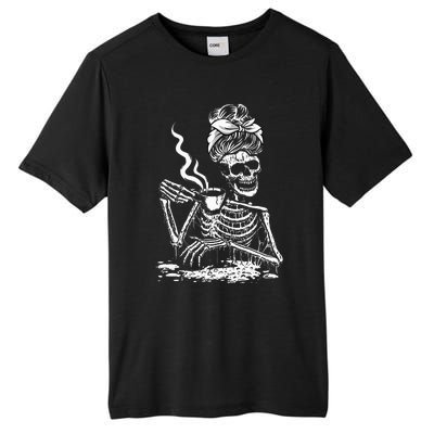 Coffee Drinking Skeleton Lazy DIY Halloween Costume Tall Fusion ChromaSoft Performance T-Shirt