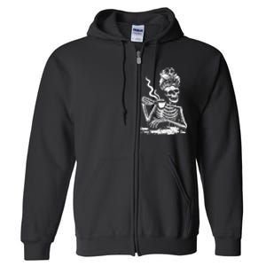 Coffee Drinking Skeleton Lazy DIY Halloween Costume Wo Full Zip Hoodie