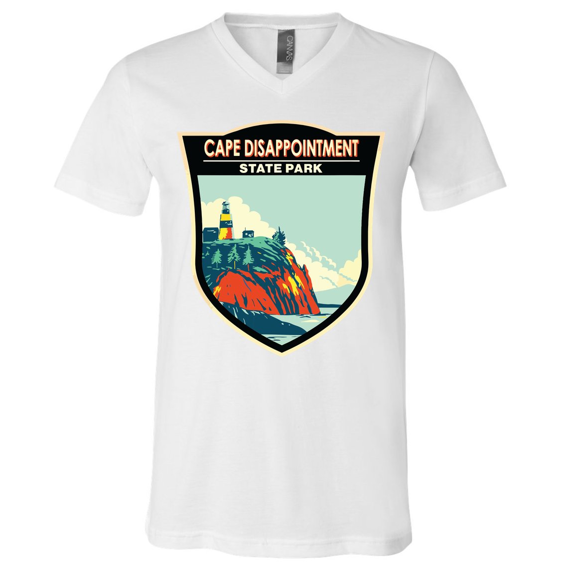 Cape Disappointment State Park Washington Badge Vintage V-Neck T-Shirt