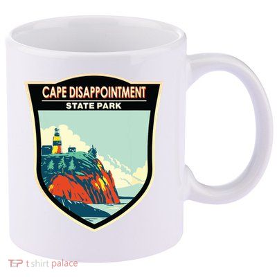 Cape Disappointment State Park Washington Badge Vintage 11oz C Handle Ceramic Mug