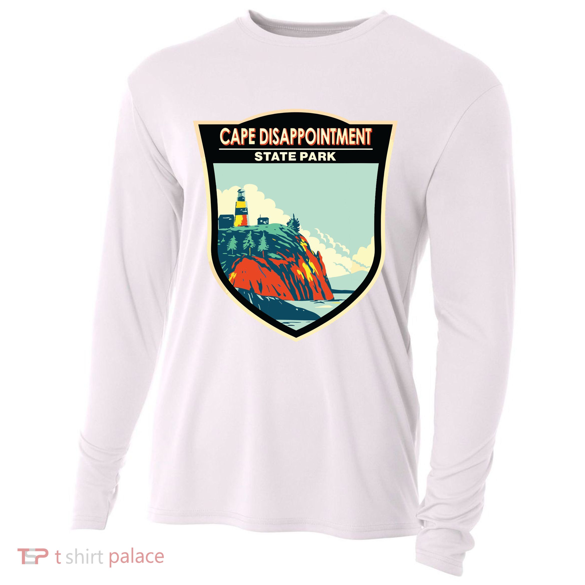 Cape Disappointment State Park Washington Badge Vintage Cooling Performance Long Sleeve Crew