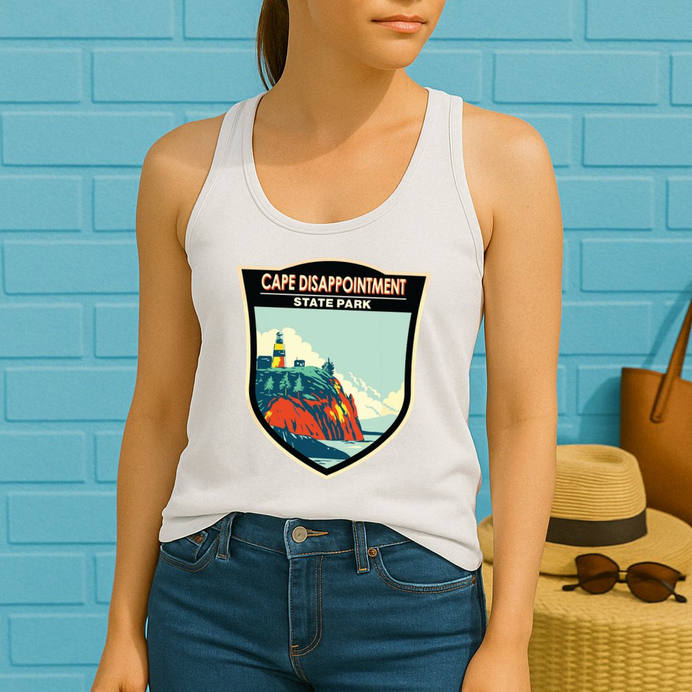 Cape Disappointment State Park Washington Badge Vintage Womens Tank Top