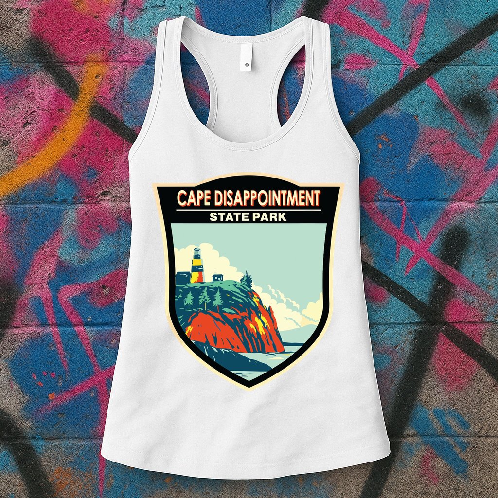 Cape Disappointment State Park Washington Badge Vintage Womens Tank Top