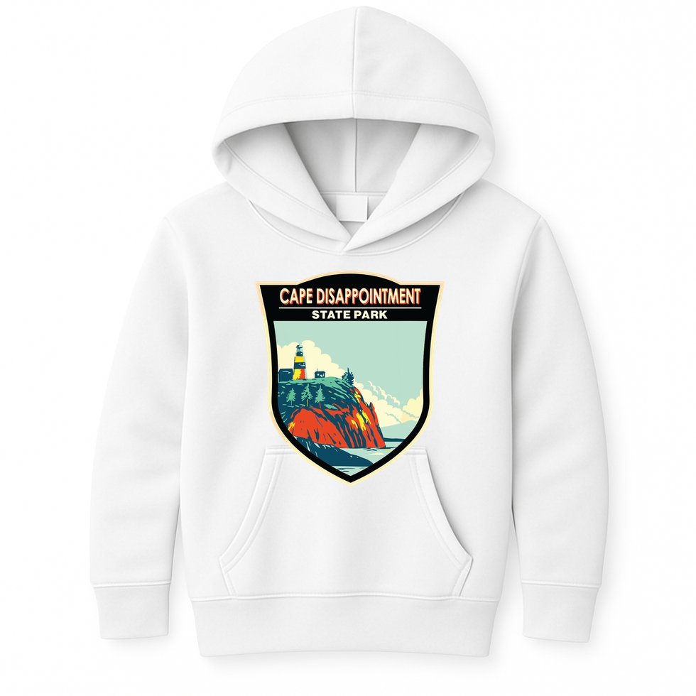 Cape Disappointment State Park Washington Badge Vintage Kids Hoodie