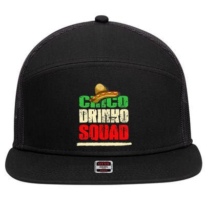 Cinco Drinko Squad Funny Saying Around Dringking 7 Panel Mesh Trucker Snapback Hat