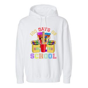 Craft Drawing School Student 100 Days Of School Gift Garment-Dyed Fleece Hoodie