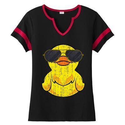 Cool Duckie Sunglasses Duckling Funny Ducky Rubber Duck Ladies Halftime Notch Neck Tee